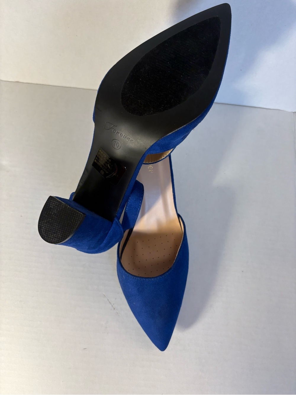 Forever Royal Blue Faux Suede D'Orsay Ankle Strap Heels Size 10 - Picture 8 of 10